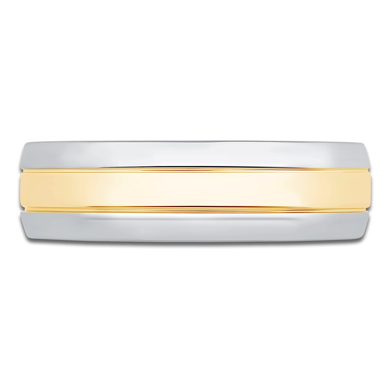 Main Image 3 of Men's Polished Wedding Band 6mm 14K Two-Tone Gold