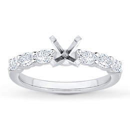 Certified Oval-Cut Diamond Engagement Ring Setting 1/2 ct tw 14K White Gold