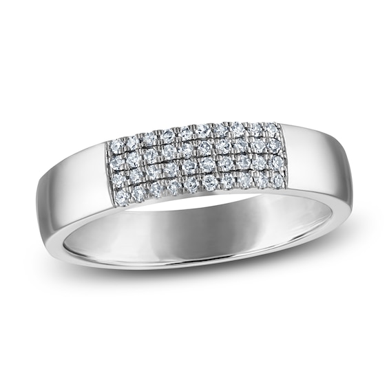 Diamond Four-Row Ring 1/6 ct tw Sterling Silver