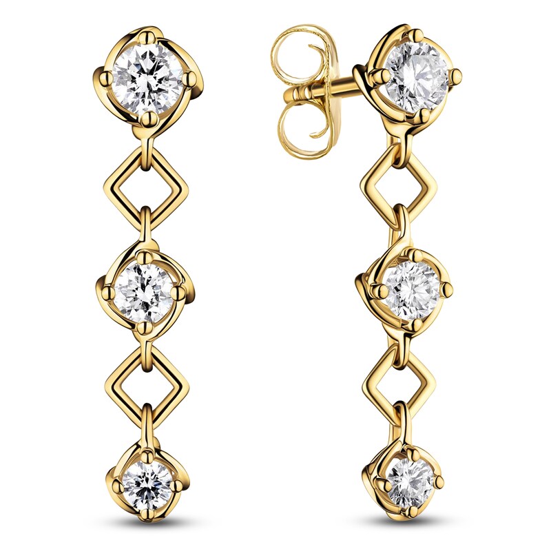 Main Image 2 of Matinee by A Link Diamond Graduated Abbracci Drop Earrings 1/2 ct tw 18K Yellow Gold