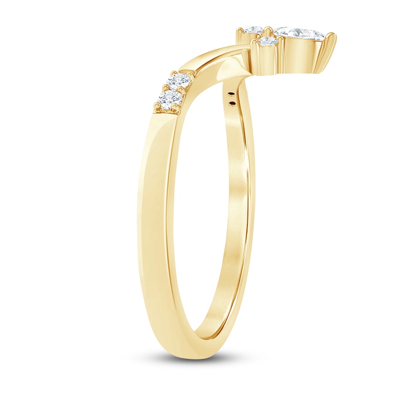 Main Image 2 of Certified Diamond Marquise & Round-Cut Contour Anniversary Ring 1/10 ct tw 14K Yellow Gold