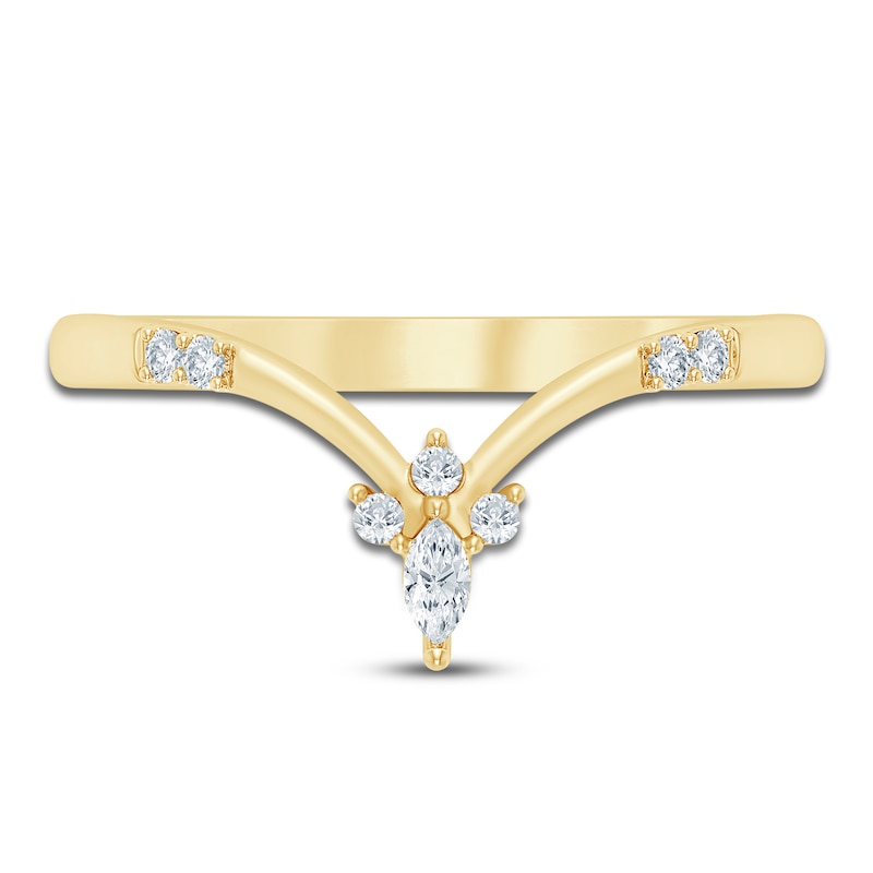 Main Image 3 of Certified Diamond Marquise & Round-Cut Contour Anniversary Ring 1/10 ct tw 14K Yellow Gold