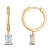 Thumbnail Image 1 of Certified Emerald-Cut Diamond Solitaire Dangle Hoop Earrings 1 ct tw 14K Yellow Gold (I/I1)