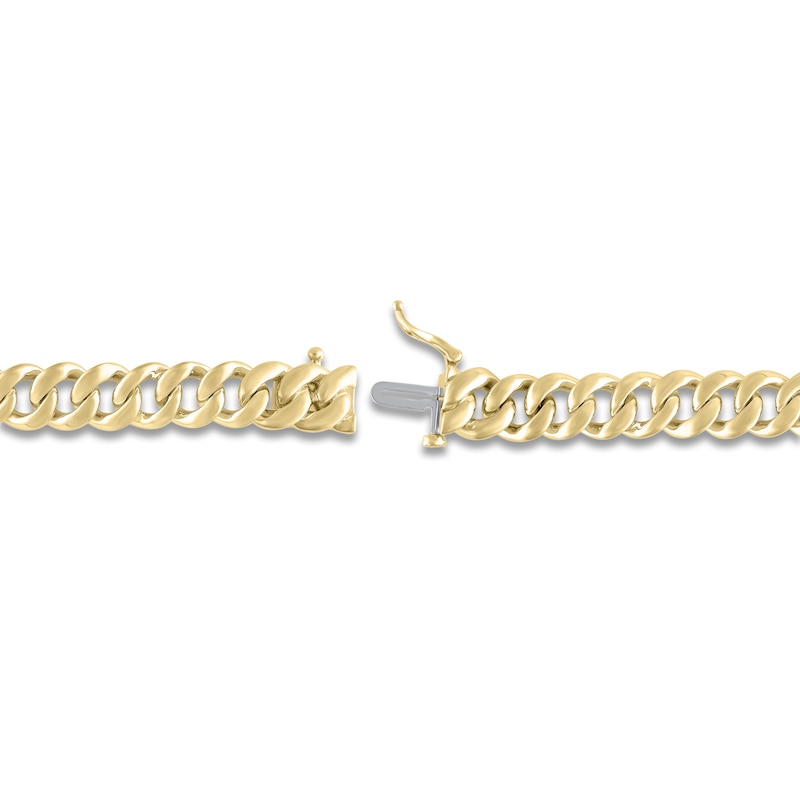 Main Image 3 of Men's Diamond Cross Miami Curb Chain Bracelet 1/10 ct tw 10K Yellow Gold 8.5"