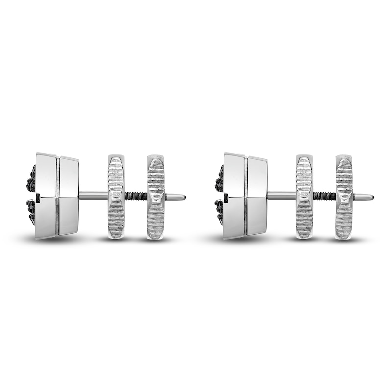 Main Image 3 of Men's Black Diamond Hexagon Stud Earrings 1/8 ct tw Stainless Steel