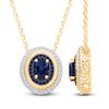 Thumbnail Image 2 of Kallati Oval-Cut Natural Blue Sapphire & Diamond Necklace 1/6 ct tw 14K Yellow Gold 18"