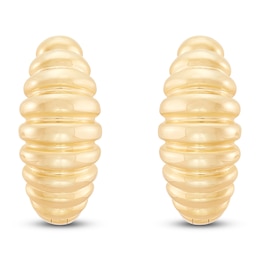 Scalloped Huggie Hoop Earrings 10K Yellow Gold