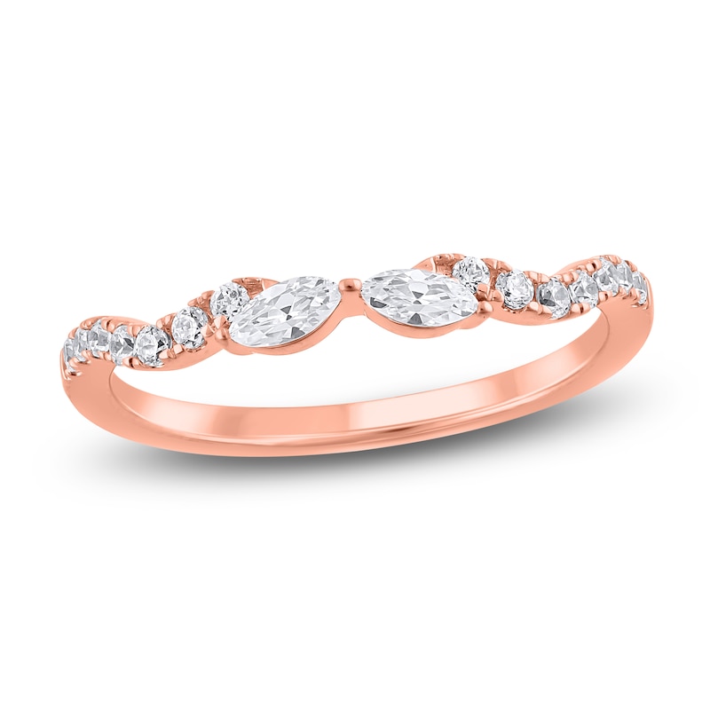 Main Image 1 of Certified Marquise-Cut and Round Diamond Twist Anniversary Ring 1/3 ct tw 14K Rose Gold