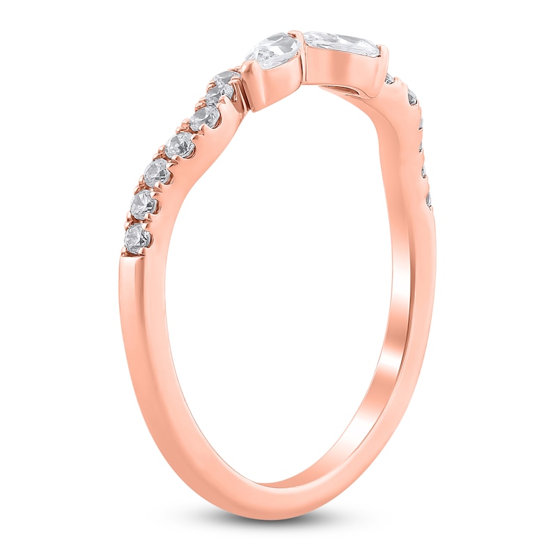Main Image 2 of Certified Marquise-Cut and Round Diamond Twist Anniversary Ring 1/3 ct tw 14K Rose Gold