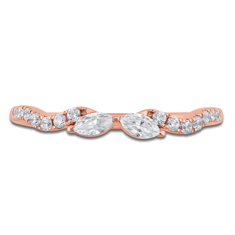 Main Image 3 of Certified Marquise-Cut and Round Diamond Twist Anniversary Ring 1/3 ct tw 14K Rose Gold