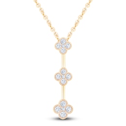 Diamond Clover Drop Necklace 1/2 ct tw 10K Yellow Gold 18"