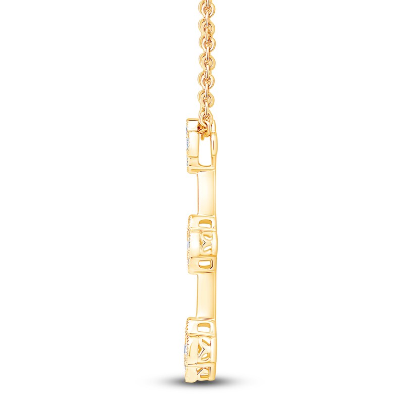Main Image 2 of Diamond Clover Drop Necklace 1/2 ct tw 10K Yellow Gold 18"