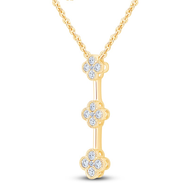 Main Image 3 of Diamond Clover Drop Necklace 1/2 ct tw 10K Yellow Gold 18"