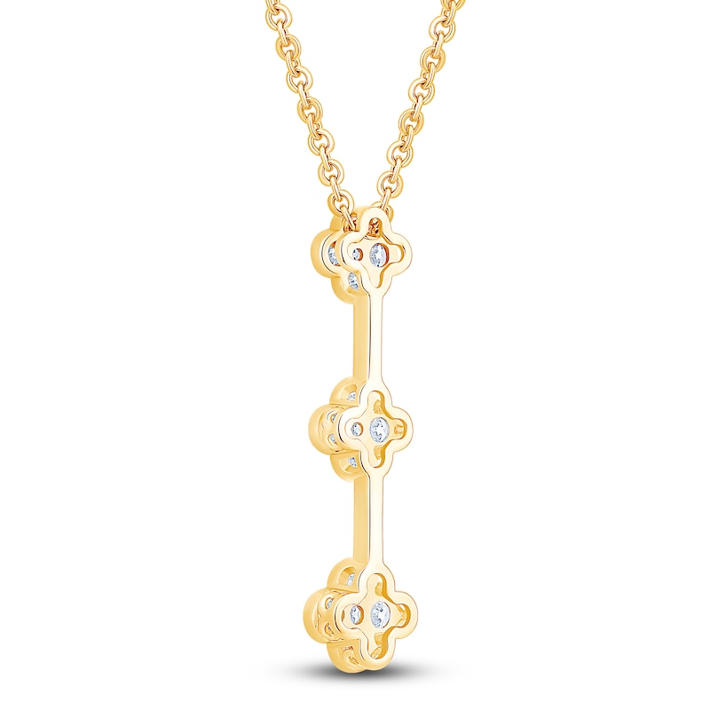 Main Image 4 of Diamond Clover Drop Necklace 1/2 ct tw 10K Yellow Gold 18"