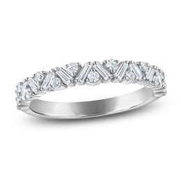 Vera Wang VOW Baguette & Round-Cut Diamond Wedding Band 1/2 ct tw 14K White Gold