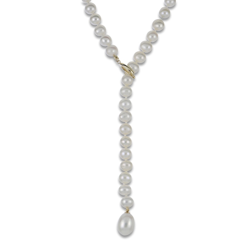 Main Image 1 of Cultured Pearl Lariat Strand Necklace 14K Yellow Gold 24"