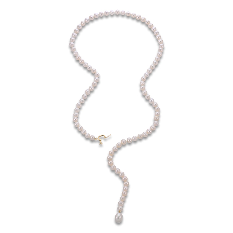 Main Image 2 of Cultured Pearl Lariat Strand Necklace 14K Yellow Gold 24"