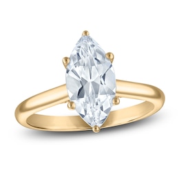 Marquise-Cut Lab-Grown Diamond Solitaire Plus Engagement Ring 2 ct tw 18K Yellow Gold (VS2/F)