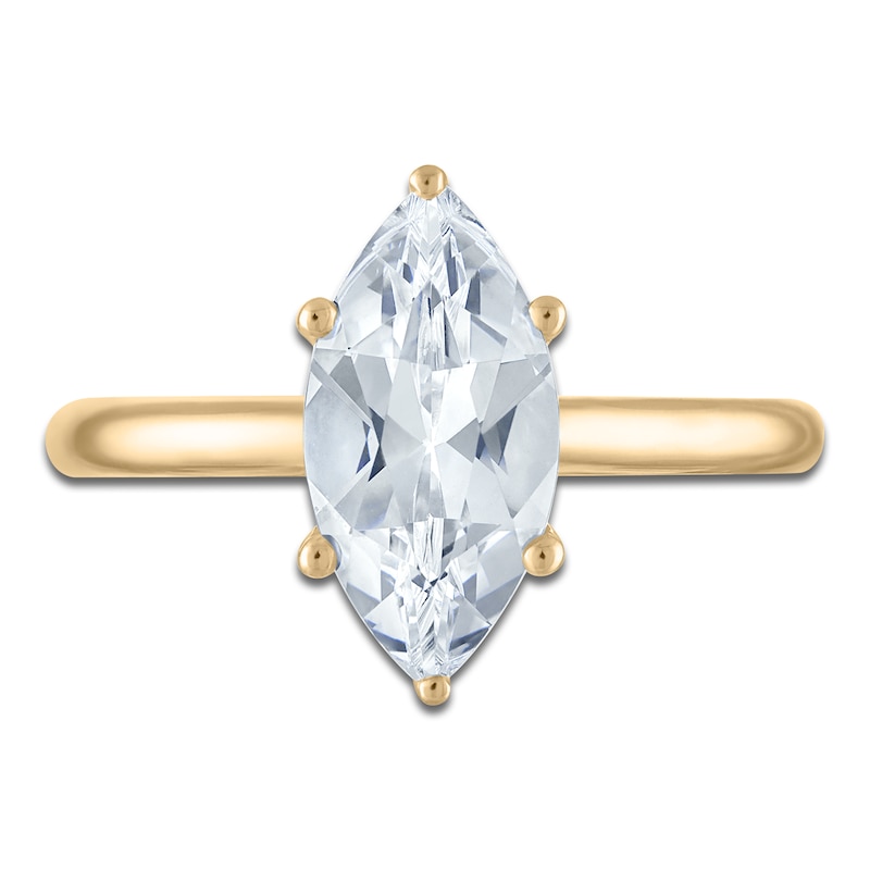 Main Image 3 of Marquise-Cut Lab-Grown Diamond Solitaire Plus Engagement Ring 2 ct tw 18K Yellow Gold (VS2/F)