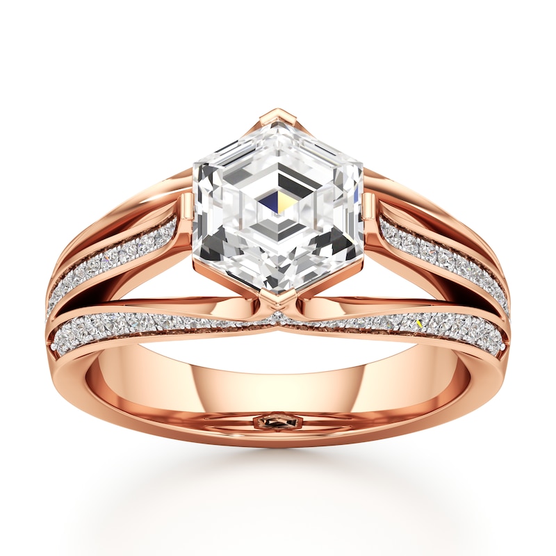 Main Image 1 of J'Lure Lab-Grown Diamond Hexagon Step-Cut Engagement Ring 2-3/8 ct tw 18K Rose Gold
