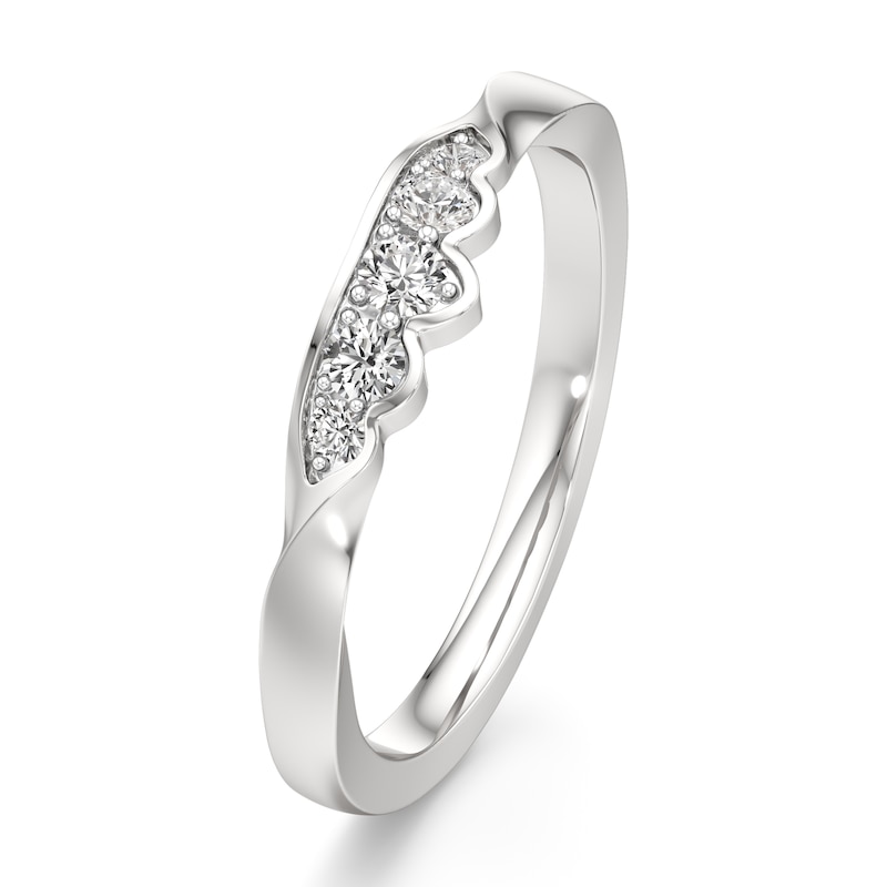 Main Image 4 of J'Lure Lab-Grown Diamond Scalloped Wedding Band 1/6 ct tw 18K White Gold