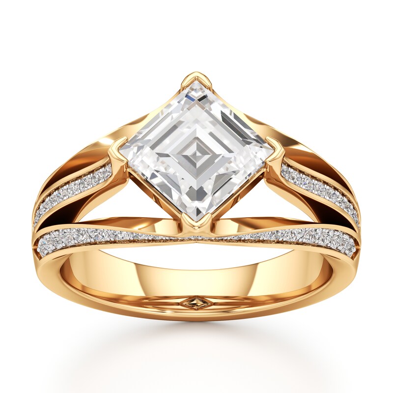 Main Image 1 of J'Lure Lab-Grown Diamond Carre Step-Cut Engagement Ring 2-3/8 ct tw 18K Yellow Gold
