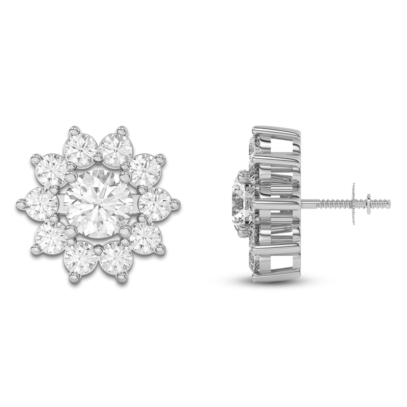 Main Image 4 of Lab-Grown Diamond Flower Earring Jackets 2-1/5 ct tw 10K White Gold (Jacket Only)