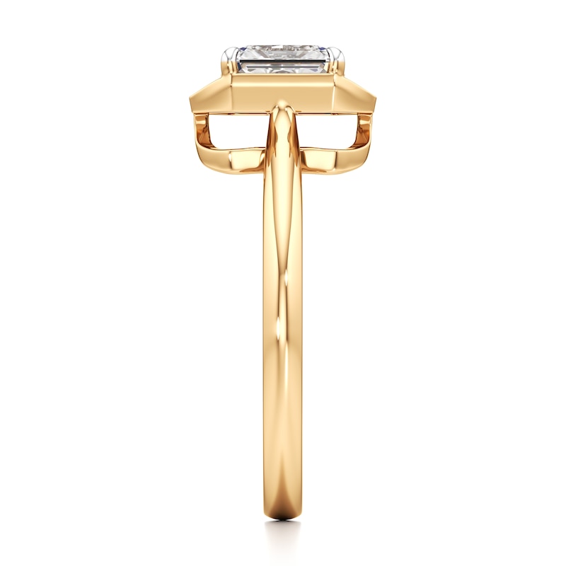 Main Image 3 of J'Lure Radiant Brilliant-Cut Lab-Grown Diamond Half-Halo Engagement Ring 1 ct tw 18K Yellow Gold