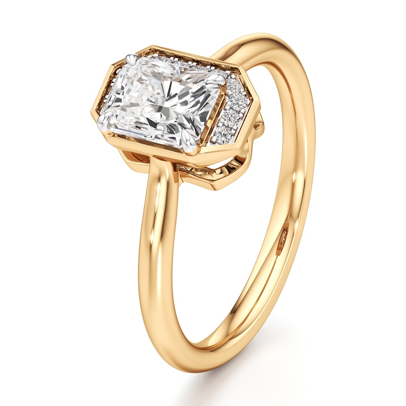 Main Image 4 of J'Lure Radiant Brilliant-Cut Lab-Grown Diamond Half-Halo Engagement Ring 1 ct tw 18K Yellow Gold
