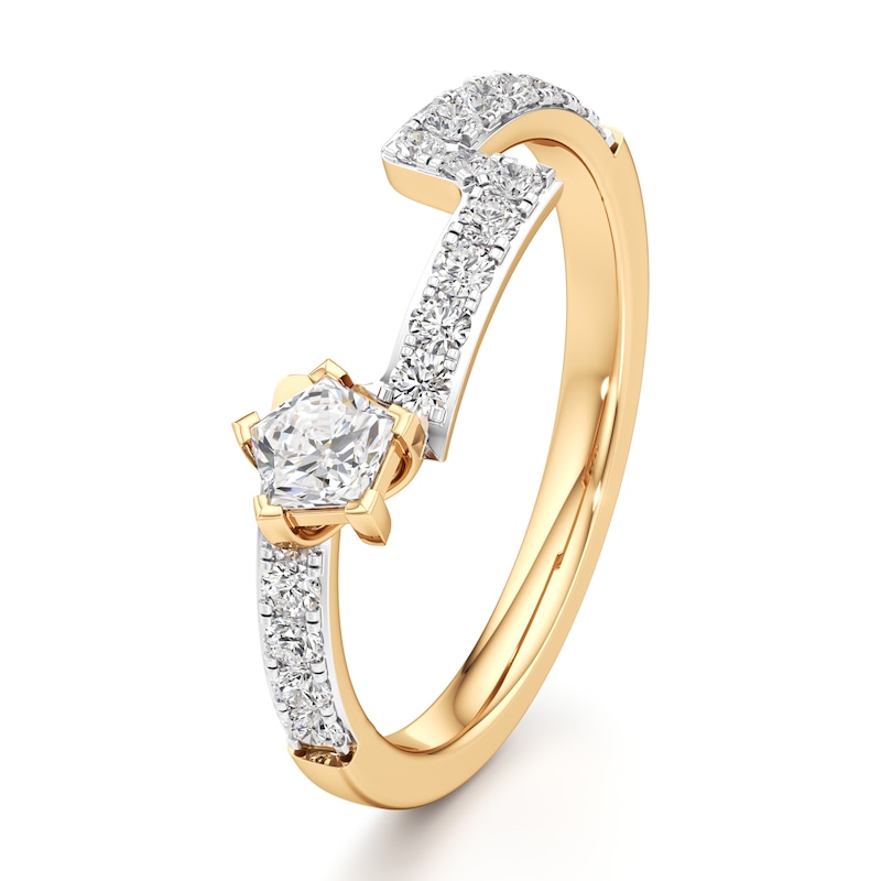 Main Image 4 of J'Lure Pentagon Brilliant-Cut Lab-Grown Diamond Contour Wedding Band 1/2 ct tw 18K Yellow Gold