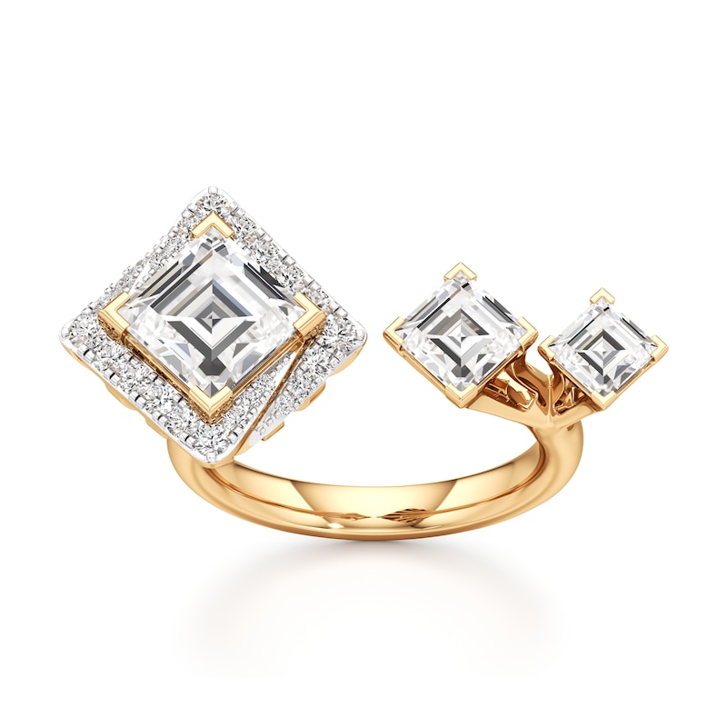 Main Image 1 of J'Lure Carre Step-Cut Lab-Grown Diamond Engagement Ring 3-3/8 ct tw 18K Yellow Gold