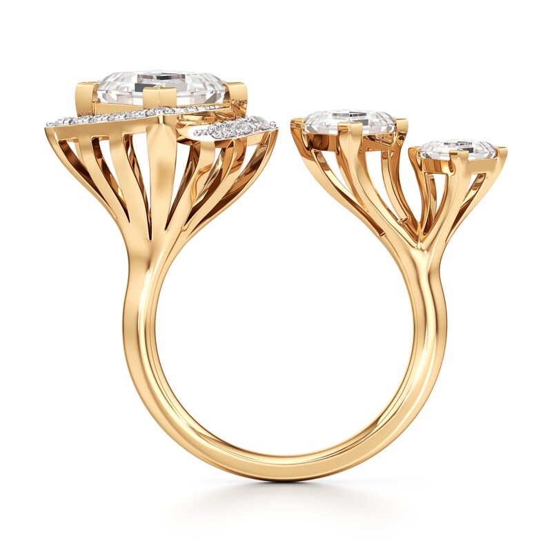 Main Image 2 of J'Lure Carre Step-Cut Lab-Grown Diamond Engagement Ring 3-3/8 ct tw 18K Yellow Gold
