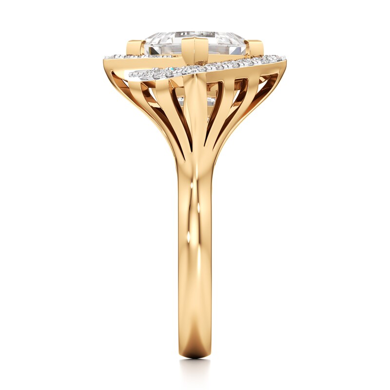 Main Image 3 of J'Lure Carre Step-Cut Lab-Grown Diamond Engagement Ring 3-3/8 ct tw 18K Yellow Gold