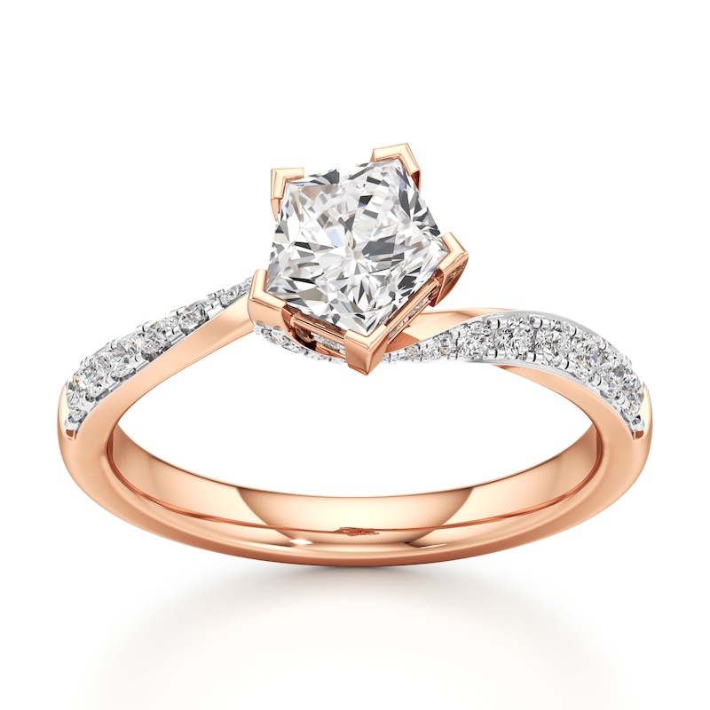 Main Image 1 of J'Lure Pentagon Brilliant-Cut Lab-Grown Diamond Bypass Engagement Ring 1-1/3 ct tw 18K Rose Gold