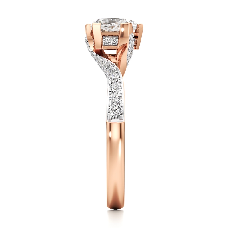 Main Image 3 of J'Lure Pentagon Brilliant-Cut Lab-Grown Diamond Bypass Engagement Ring 1-1/3 ct tw 18K Rose Gold
