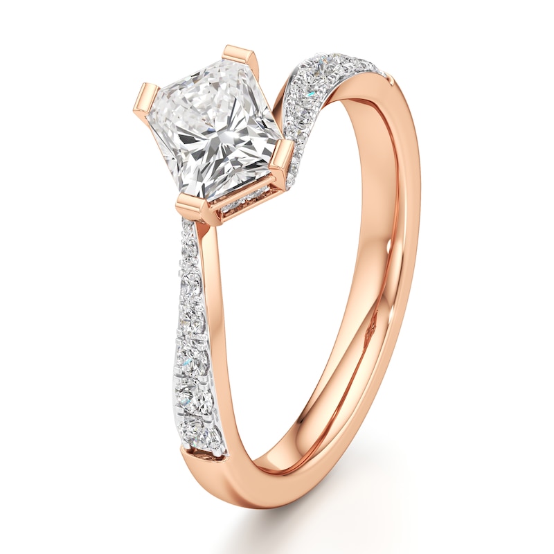 Main Image 4 of J'Lure Radiant Brilliant-Cut Lab-Grown Diamond Bypass Engagement Ring 1-1/3 ct tw 18K Rose Gold