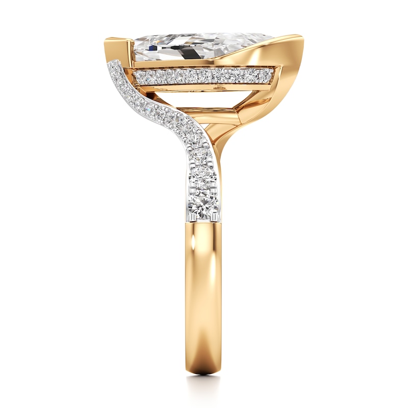Main Image 3 of J'Lure Leaf Step-Cut Lab-Grown Diamond Bypass Engagement Ring 3-1/2 ct tw 18K Yellow Gold