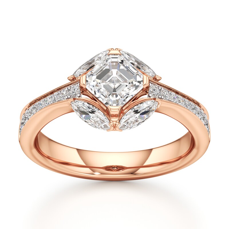Main Image 1 of J'Lure Square-Emerald Step-Cut Lab-Grown Diamond Engagement Ring 1-5/8 ct tw 18K Rose Gold