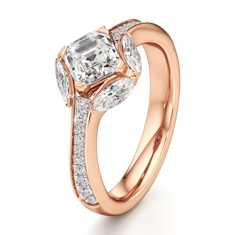 Main Image 4 of J'Lure Square-Emerald Step-Cut Lab-Grown Diamond Engagement Ring 1-5/8 ct tw 18K Rose Gold
