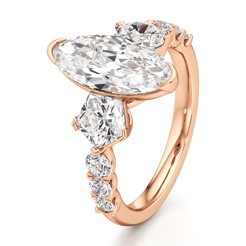 Main Image 4 of J'Lure Moval Old-Cut Lab-Grown Diamond Engagement Ring 3-1/2 ct tw 18K Rose Gold