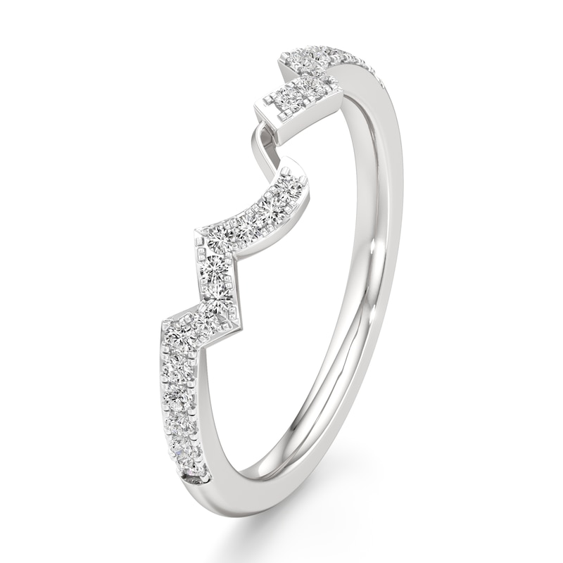 Main Image 4 of J'Lure Lab-Grown Diamond Angled Contour Wedding Band 1/5 ct tw 18K White Gold