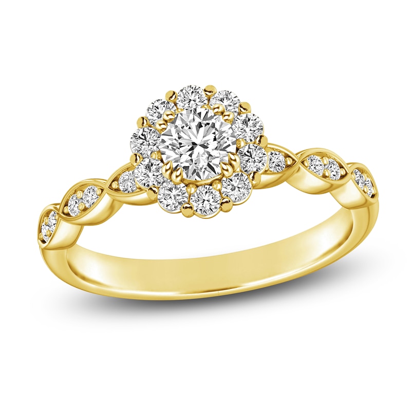 Main Image 1 of Diamond Halo Promise Ring 3/8 ct tw 10K Yellow Gold