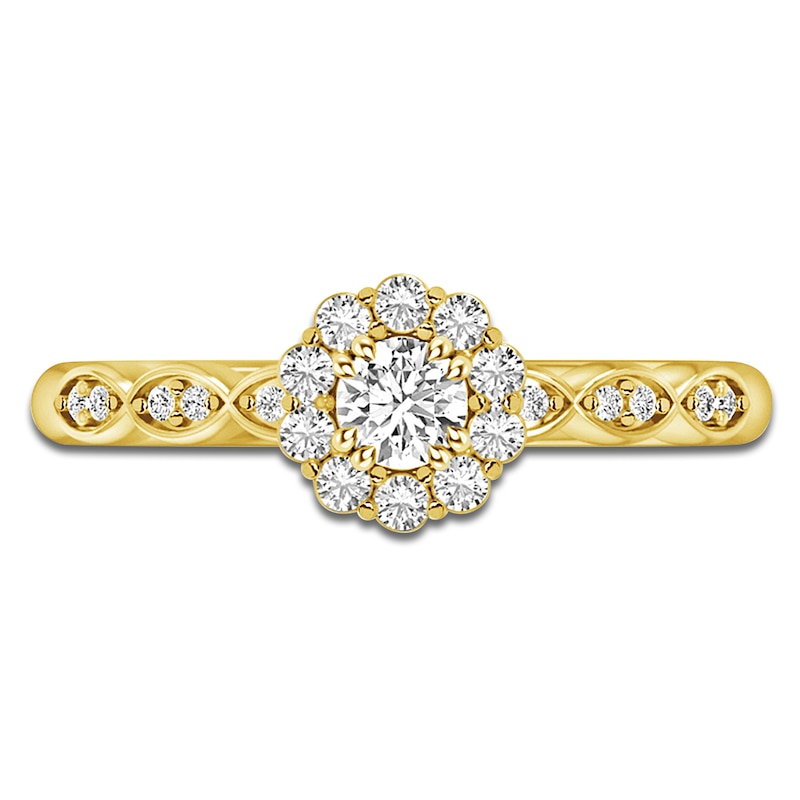 Main Image 3 of Diamond Halo Promise Ring 3/8 ct tw 10K Yellow Gold