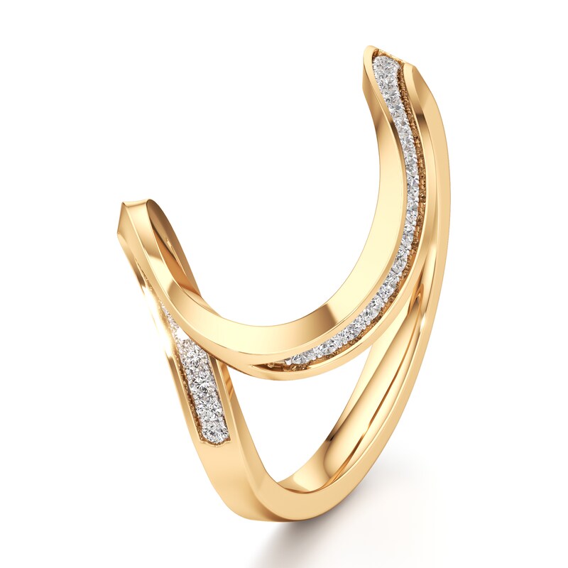 Main Image 4 of J'Lure Lab-Created Diamond Contour Wedding Band 1/6 ct tw 18K Yellow Gold