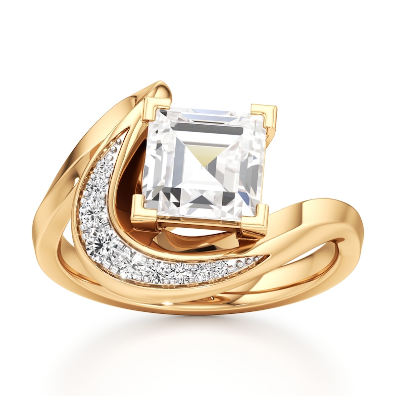 Main Image 1 of J'Lure Carre Step-Cut Lab-Grown Diamond Engagement Ring 2 ct tw 18K Yellow Gold
