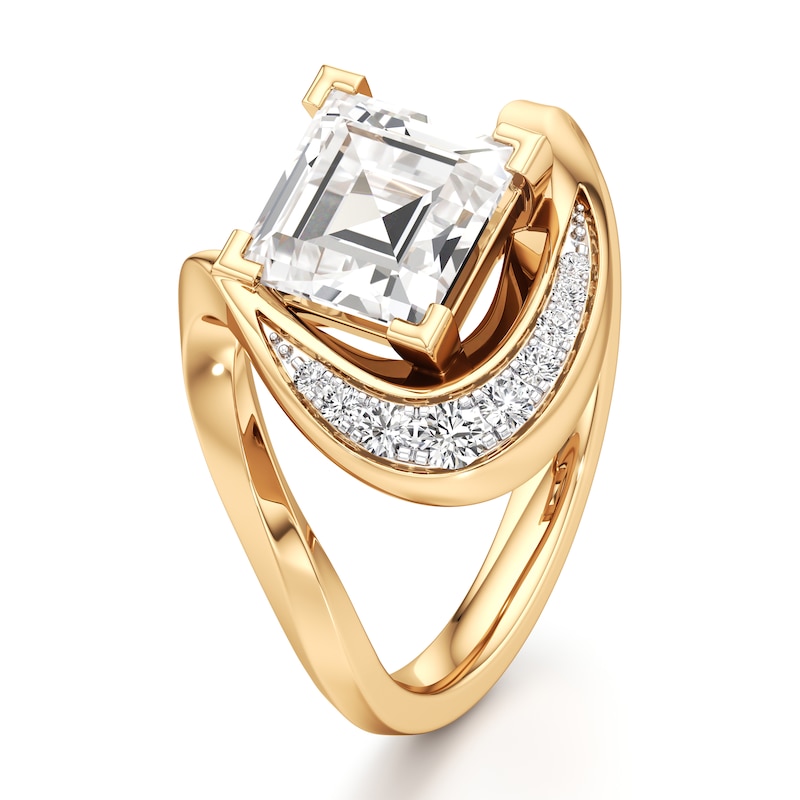 Main Image 4 of J'Lure Carre Step-Cut Lab-Grown Diamond Engagement Ring 2 ct tw 18K Yellow Gold