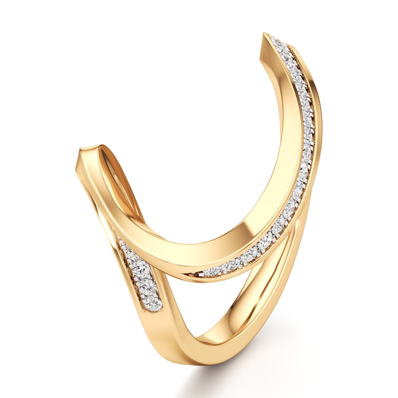 Main Image 4 of J'Lure Lab-Grown Diamond Contour Wedding Band 1/6 ct tw 18K Yellow Gold