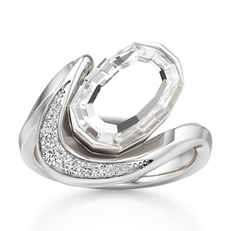 Main Image 1 of J'Lure Oval Portrait-Cut Lab-Grown Diamond Engagement Ring 3 ct tw 18K White Gold