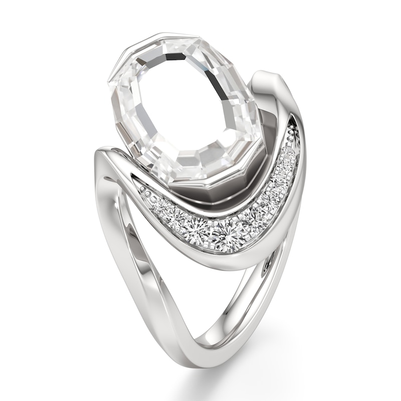 Main Image 4 of J'Lure Oval Portrait-Cut Lab-Grown Diamond Engagement Ring 3 ct tw 18K White Gold