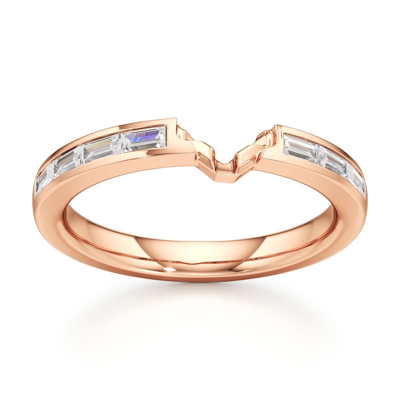 Main Image 1 of J'Lure Baguette-Cut Lab-Grown Diamond Contour Wedding Band 1/3 ct tw 18K Rose Gold